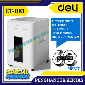 Paper Shredder DELI ET081 / Mesin Penghancur Kertas Auto Feed 100 Lbr - Deli T 081