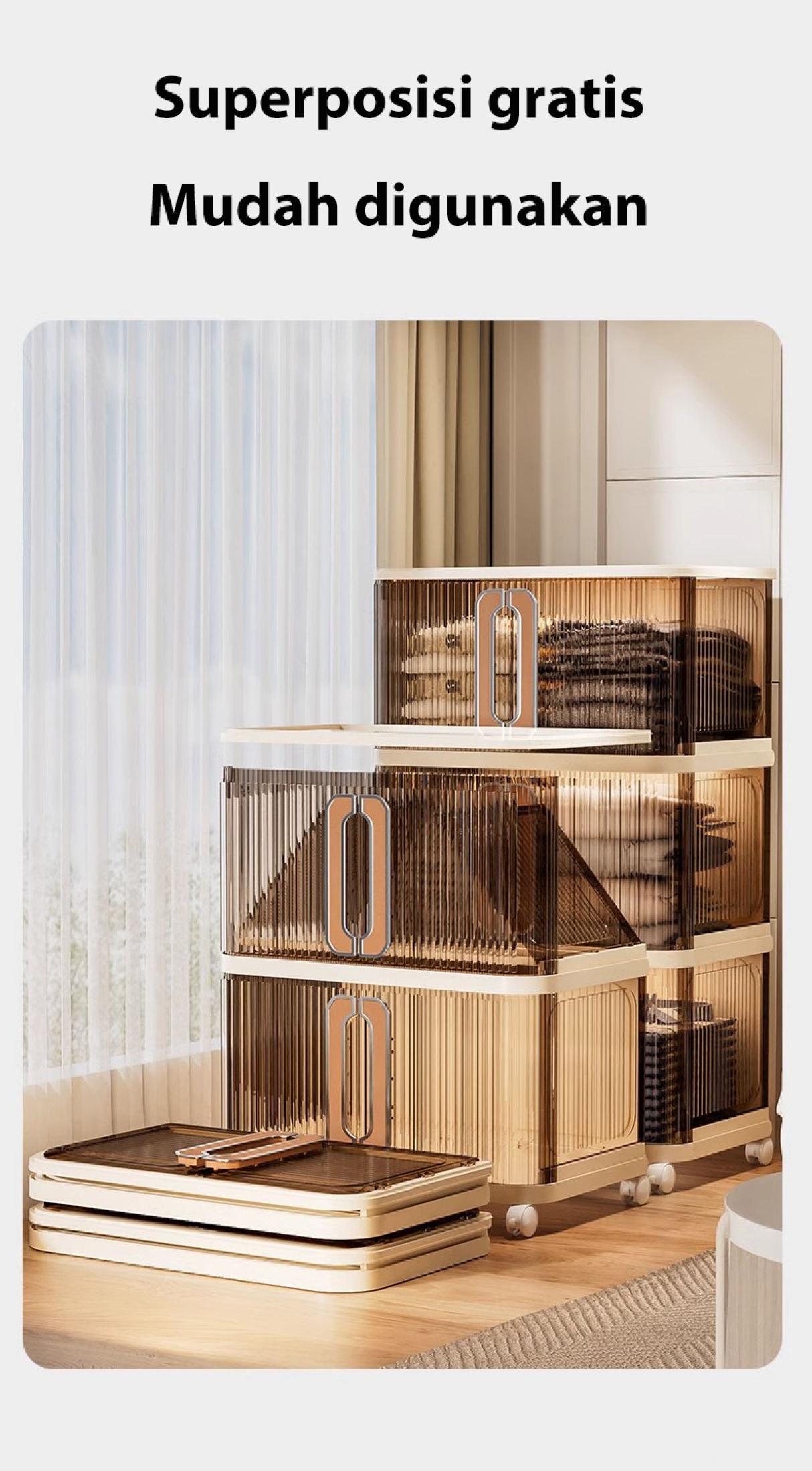 [COD 24h shipping] Tidy Tribe Lemari Penyimpanan Lipat Plastik -Lipat Besar/Lemari Penyimpanan Mewah Estetika/Rumah Lemari Penyimpanan Serbaguna Lemari/Multi -Lemari Penyimpanan Plastik Lapis dengan Roda dapat dipindahkan dan nyaman