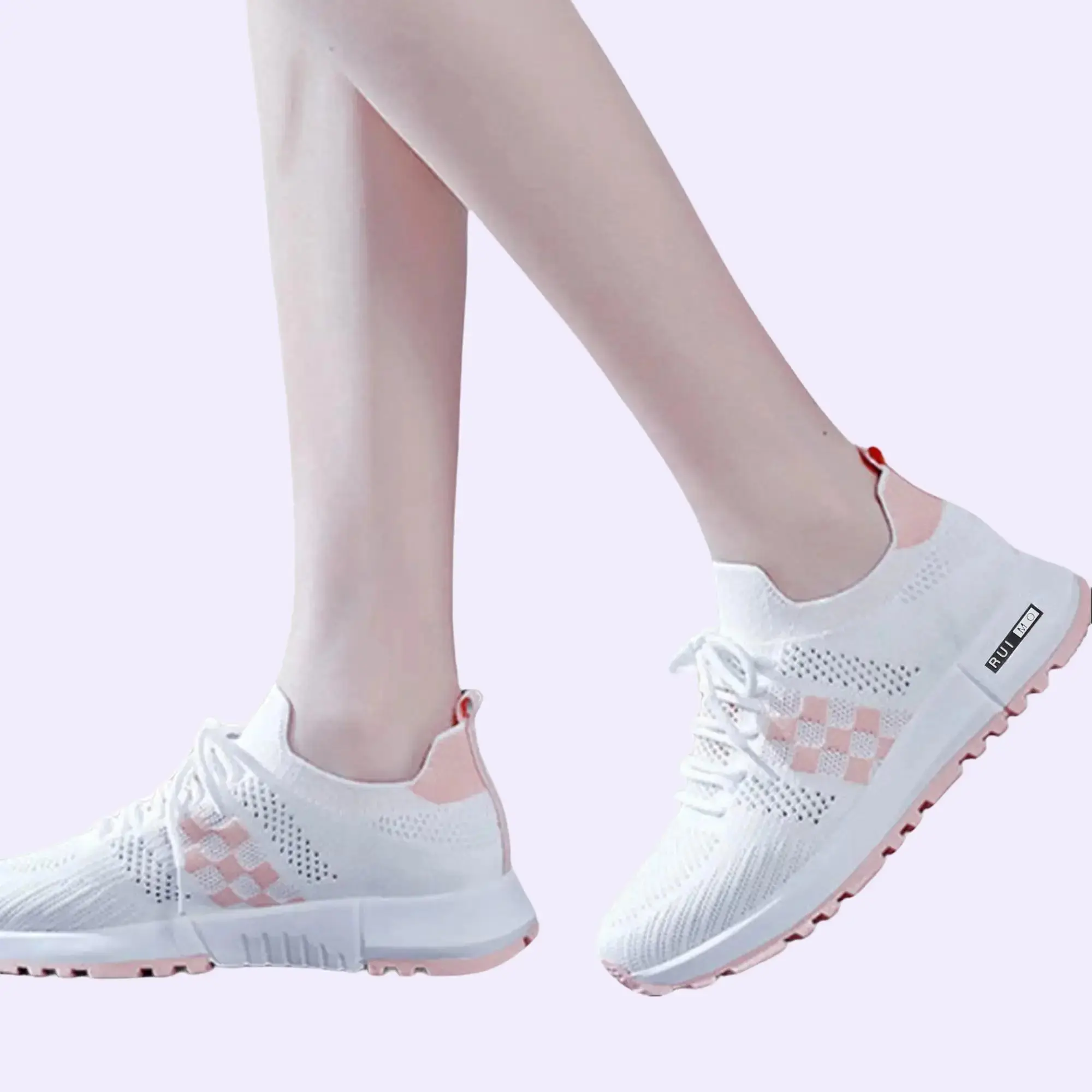 RUIMO Sepatu Sneakers Wanita- 991 Casual Karet Merah Sport Cewek Running Shoes