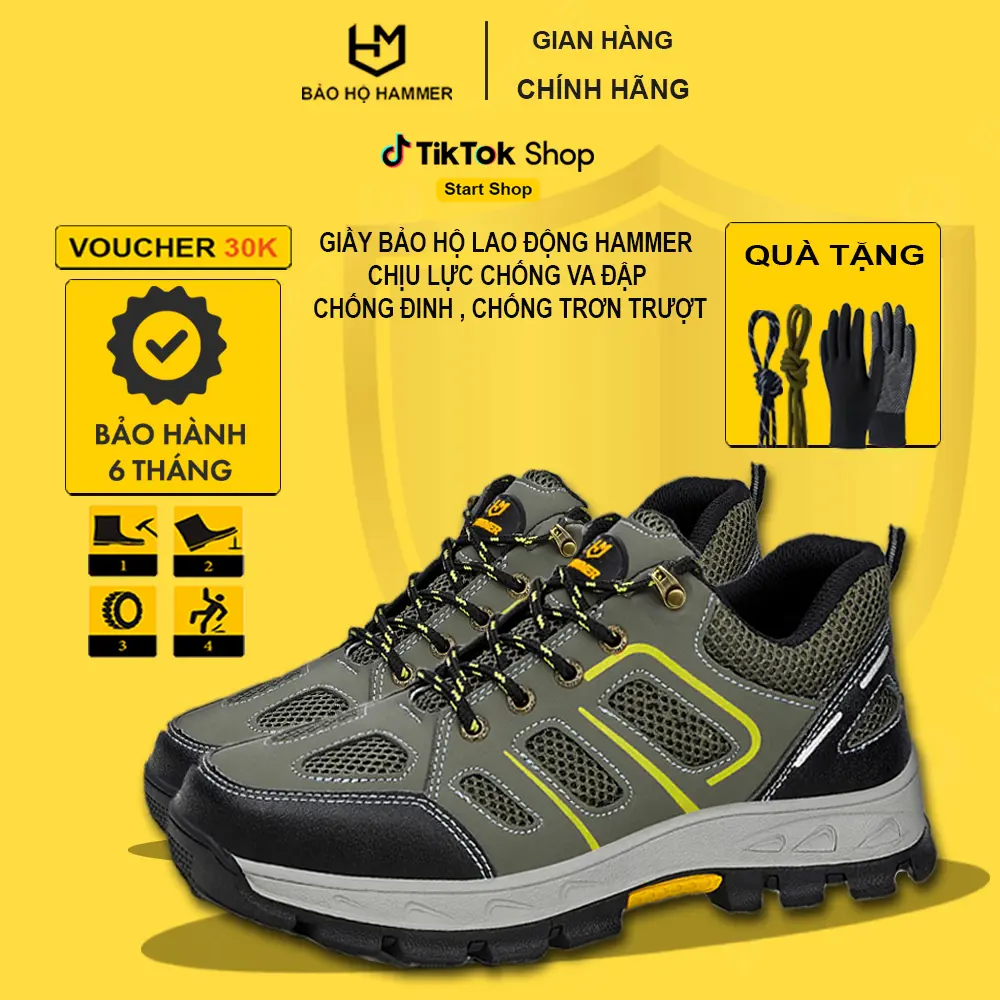 Giày Bảo Hộ Lao Động JMS - Hammer Cao Cấp / Mũi Thép Chống Va Đập / Đế Giày Chống Đinh / Cách Điện / Chống Trơn Trượt / Tiêu Chuẩn An Toàn / Siêu Bền