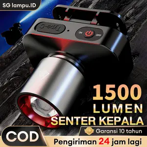 【Garansi 10 tahun】 Senter Kepala Cahaya Maksimal Plus RechargePro dengan USB Fokus & Penyebaran Zoom 1500Lumen SENTER KEPALA ZOOM LASER LED 90W LUBY L-2906NL - SUPER TERANG - JARAK JAUH - TAHAN LAMA - TYPE-C senter di kepala Beli dengan voucher