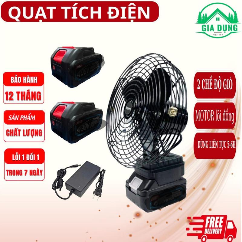   COMBO 2PIN  Quạt tích điện pin 10 cell dùng 4-6 tiếng bảo hành 12 tháng lỗi 1 đổi 1 15 ngày 