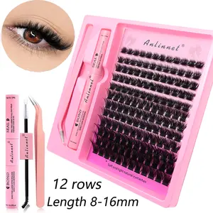 1 Set 8-16mm DIY Full Eyelash Kit Dengan Lem Dan Pincet lem bulu mata eyelashes bulu mata palsu plus lemnya Cosmetic Bulumata Extension manga cluster kenzie individual lashes