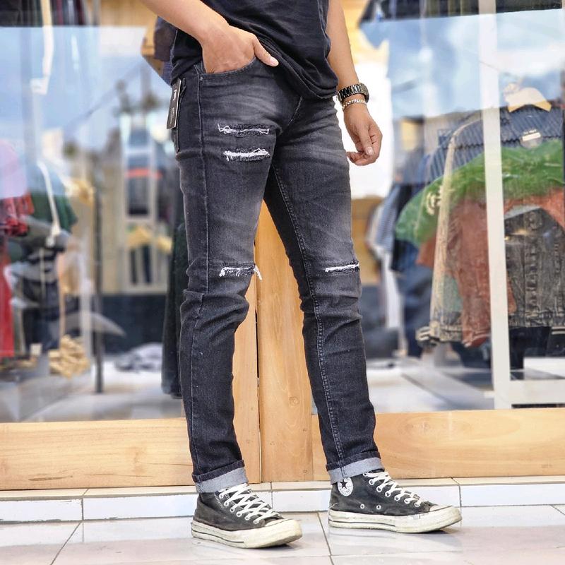 mydie-cekana jeans panjang pria sobek balck jas sobek/celana jeans pria slimfit Melar 2