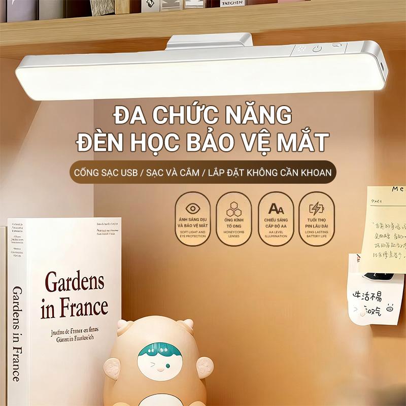 Đèn từ tính học sinh ký túc xá bảo vệ mắt – Đèn LED thông minh, có thể xoay 120 độ và điều chỉnh ánh sáng dễ dàng, đi kèm điều khiển từ xa v