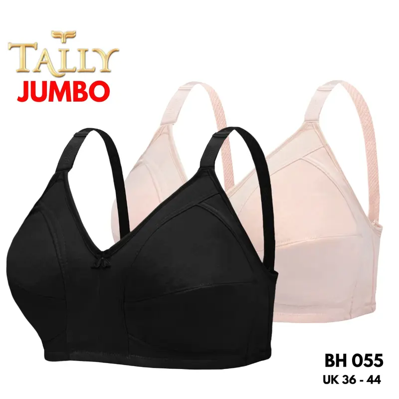 TALLY BH 055 Bra Wanita Tanpa Kawat Tanpa Busa Kait 3 Cup C - D Bra Harian Polos Pakaian Dalam Wanita Lembut dan Adem 1