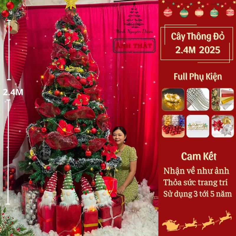 Cây thông Noel 1,8m 2,1m FULL PHỤ KIỆN Cây thông trang trí giáng sinh tán rộng 