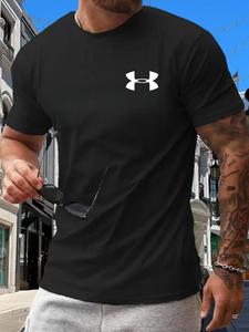 Camiseta Deportiva Casual de Verano para Hombre - Camiseta Ligera, Transpirable y de Secado Rápido con Logo Minimalista, Corte Regular para Gimnasio, Running