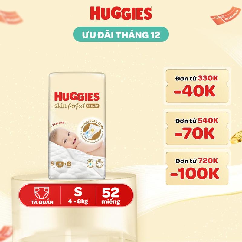  Tã quần HUGGIES SKIN PERFECT S - Gói 46+6 miếng 