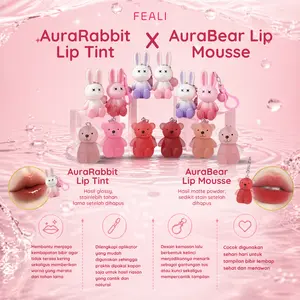 [BPOM] FEALI Aurabear Lip Mousse – AuraRabbit Lip Tint Lipstick Matte Beruang Mini Dengan 6 Warna + Gantungan Kunci Lucu / Teddy Bear