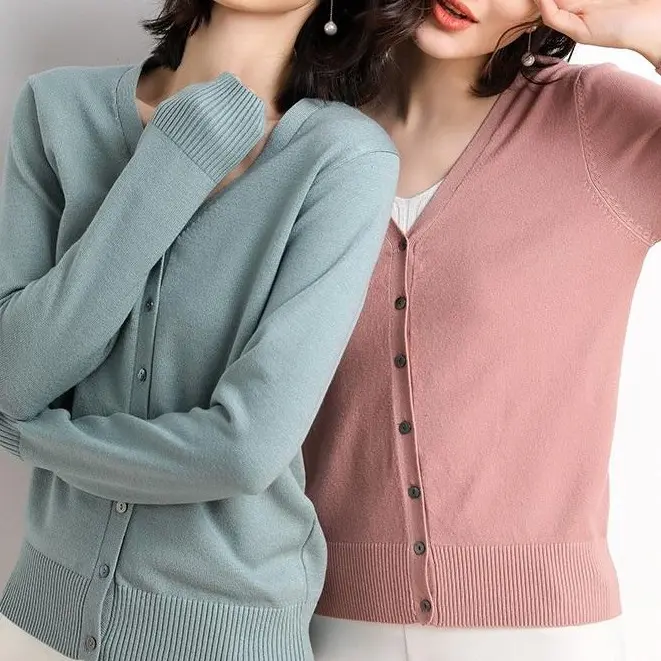 cardigan knit wanita lengan panjang V-neck bahan premium  D02 4