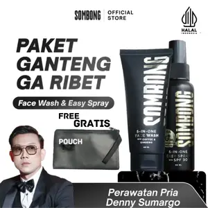 SOMBONG Ganteng Ga Ribet 5-in-1 Face Wash Pria + Sunscreen Spray with SPF 30 Sunscreen Skincare