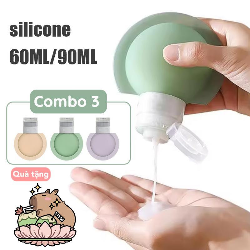 Felizee Combo 3 lọ chiết mỹ phẩm silicone 60ml 90ml chai chiết mỹ phẩm du lịch dầu gội sữa tắm bộ chiết mỹ phẩm miệng rộng Travel Bottle