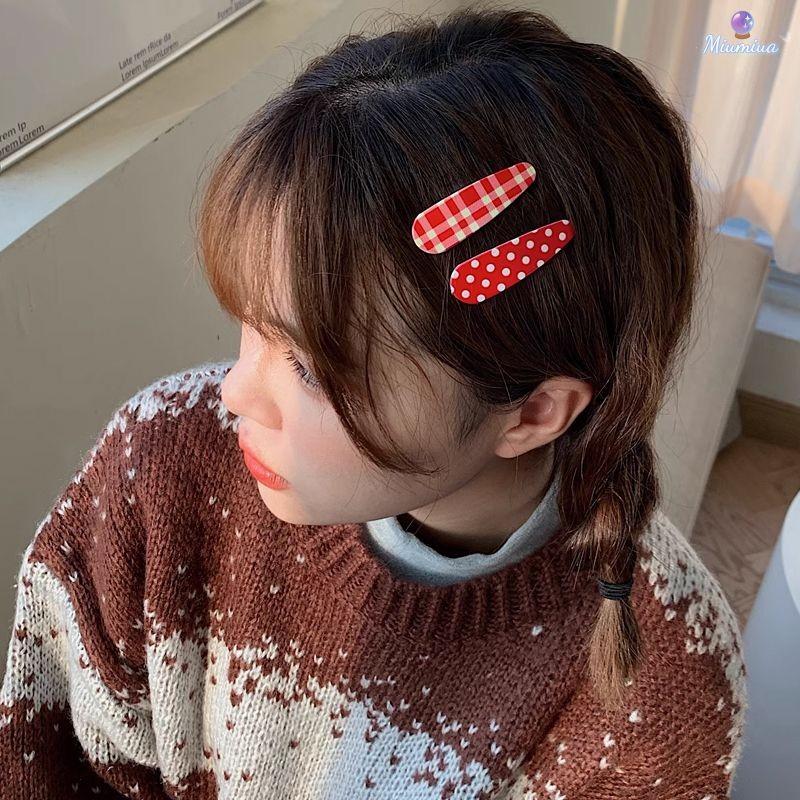  Trẻ Em Dễ Thương BB Kẹp Đỏ Chấm Bi Kẻ Sọc Tóc Cô Gái Hàn Quốc Nổ Kẹp 