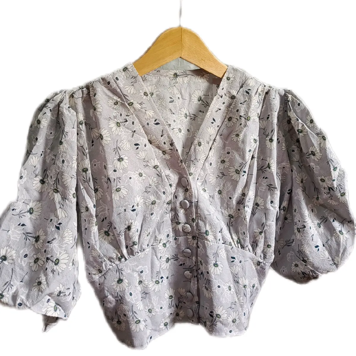 Atasan wanita katun tebal motif bunga,kancing aktif ,super lembut dan nyaman Kancing