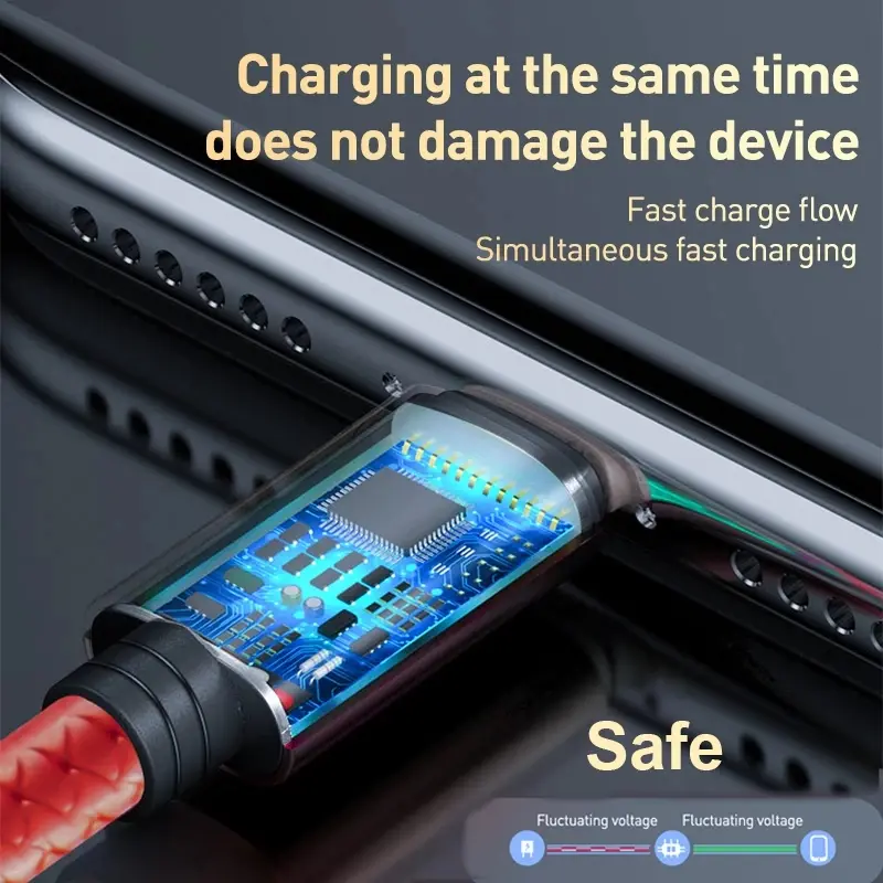 Cáp sạc đa cổng USB Type C Micro USB, Toocki, 3 trong 1, Nhiều cổng USB, Dây sạc USB-C, Dây điện thoại di động, Tương thích với iPhone, Huawei, Xiaomi, Samsung S10 2