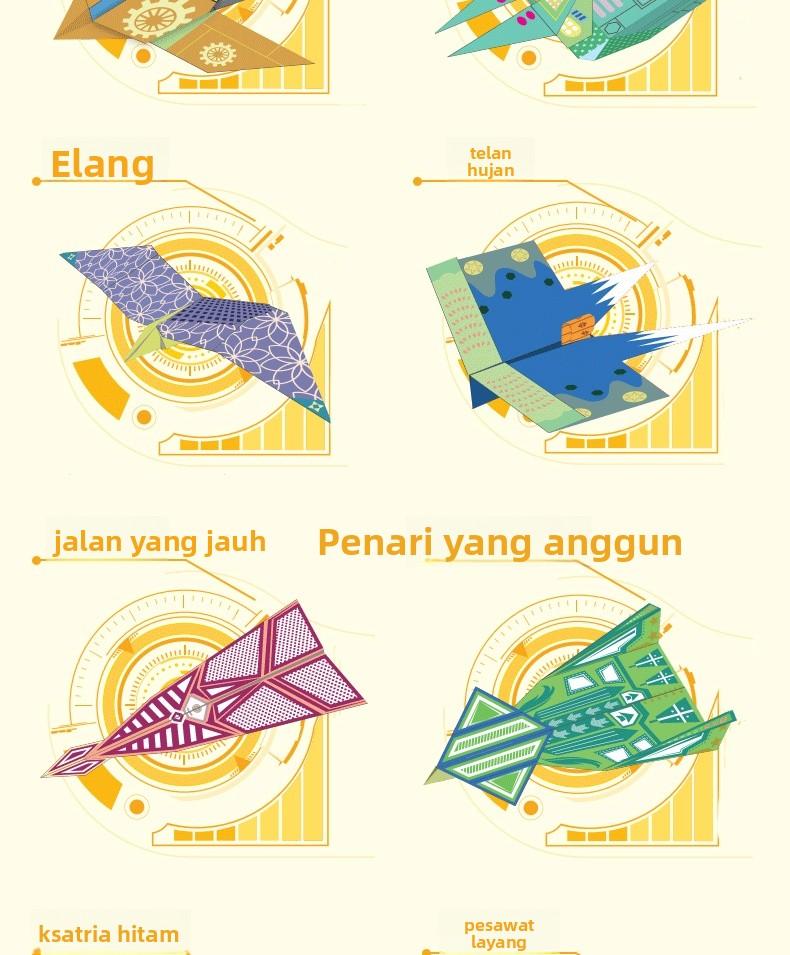 Mainan Pesawat Kertas Paper Jedet,Buku origami pesawat kertas untuk anak-anak，Mainan origami edukatif untuk anak-anak，- 32 halaman, 16 jenis Permainan Belajar Karton，Kertas ramah lingkungan | Kekinian