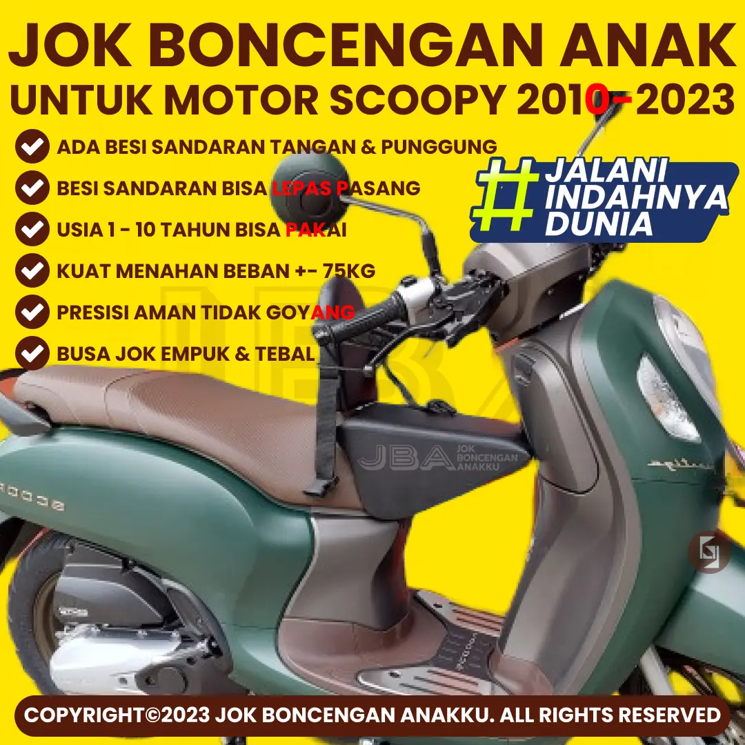 Jok Motor Anak Boncengan Depan Scoopy 2010 Sampai 2024 Kursi Dudukan Portable Matic