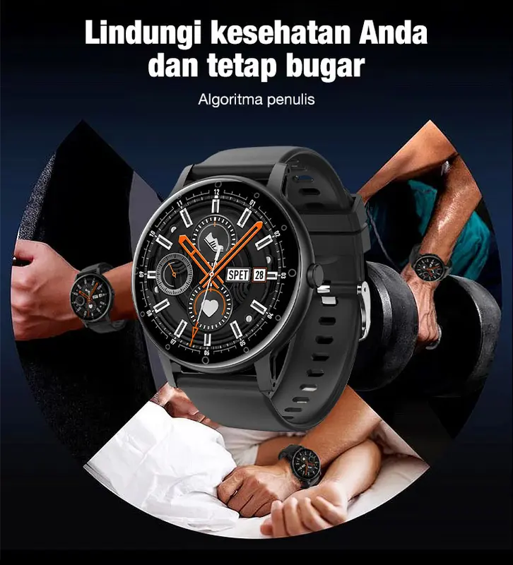 Hadiah Gratis Gelang Kepang Obsidian-Garansi satu tahun-Memantau detak jantung/glukosa darah Jam tangan Bluetooth-Sertifikasi BPOM-mengukur kadar gula darah, detak jantung, kualitas tidur, dan kesehatan umum lainnya Smart 1