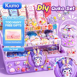 Kiumo 833/931PCS DIY Guka Set Gantungan Kunci Akrilik DIY Keychain Set Kartu Stiker luca Kotak Guka Cream Gum Kartun Mainan Anak Perempuan Hadiah Ulang Tahun Alat Lem Manik