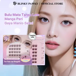 BLINKY PAWKY Bulumata Tanpa Lem 30 Kluster,Curl C,Iritasi tanpa lem,Tidak merusak bulu mata asli,Panjang 10-12mm,Extension eyelash,Glue-free False Eyelashes,Anti-keringat & anti-air
