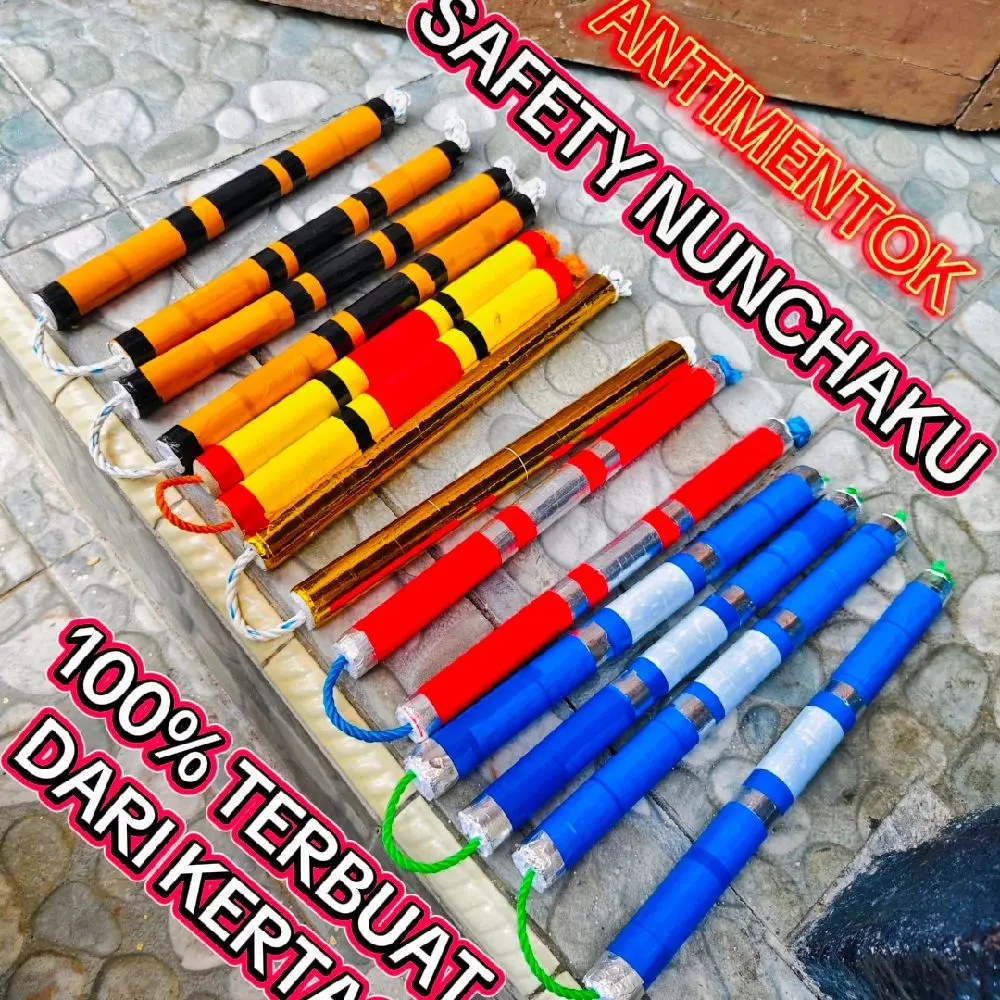 Safety Nunchaku & Double Stick Kertas Olahraga Freestyle 100% Terbuat Dari Bahan Kertas Aman dan nyaman