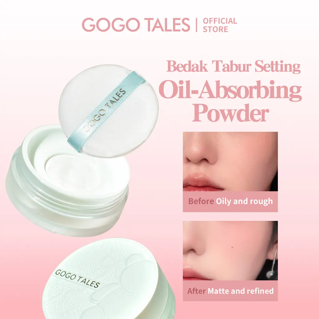 [BPOM]GOGO TALES Loose Powder Oil Control Bedak Padat Tahan Lama Makeup Wajah Matte Foundation Bedak Tabur Waterproof Compact Powder GT692