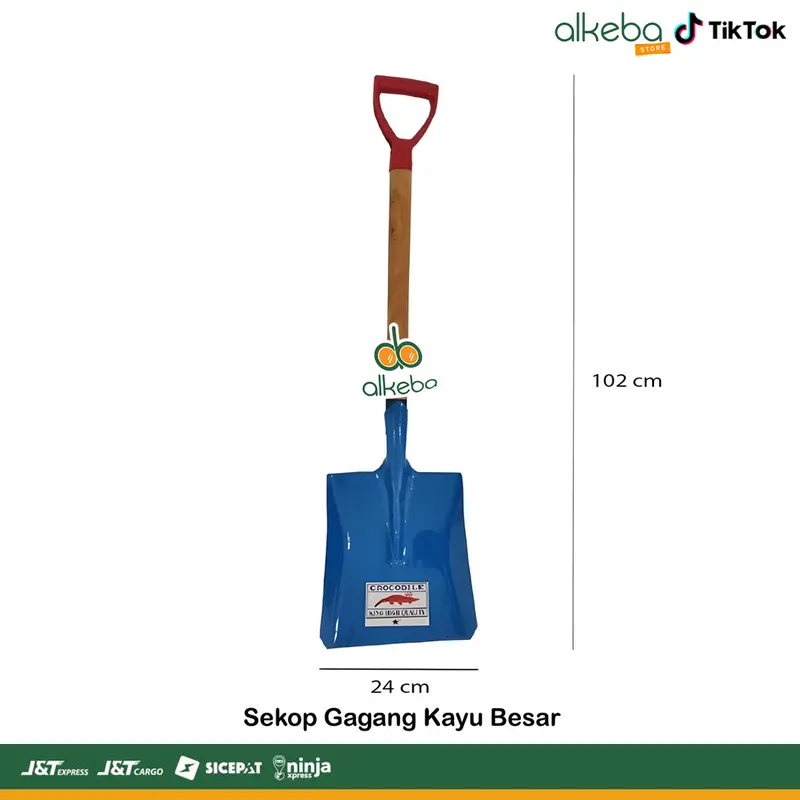 Sekop Besar Crocodile dengan Gagang Kayu - Sikup Pasir Kuat dan Kokoh 2