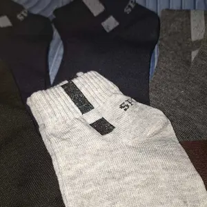 New Sport Paket 12 Pasang Kaos Kaki Olahraga Sport Pria Wanita Dewasa Katun Hitam Abu Unisex Motif