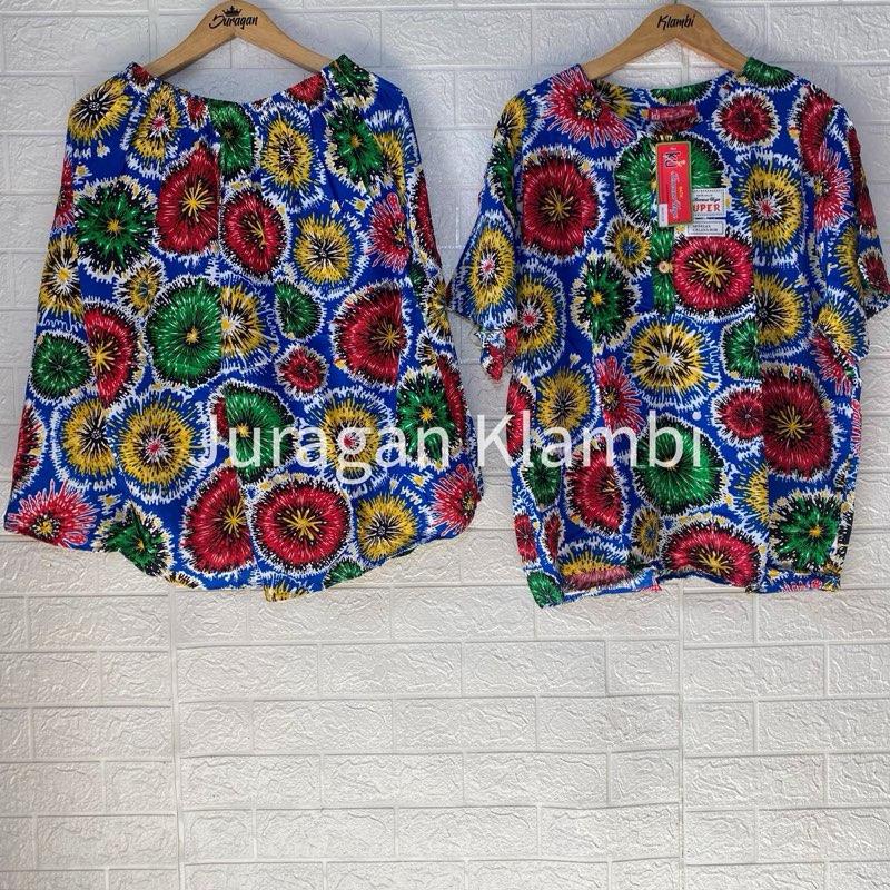 SETELAN MAXI L4 LD 140 SUPER JUMBO KENCANA UNGU LABEL MERAH Setelan jumbo bunga Lengan pendek Cantik Motif 8