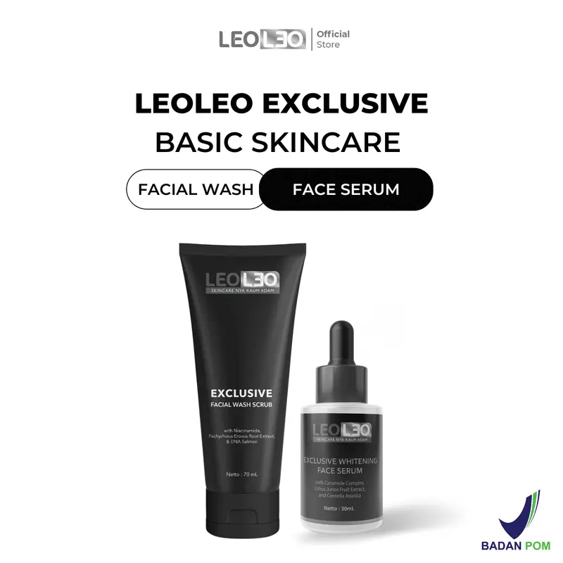 LEOLEO Paket Basic Combo Exclusive Facial Wash Scrub Whith DNA Salmon & Exclusive Whitening Face Serum 0
