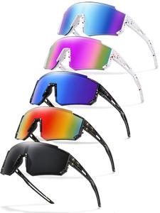 Gafas de sol de ciclismo polarizadas unisex con patrón aleatorio, 5 recuentos / juego de gafas de sol deportivas al aire libre con protección UV, gafas deportivas para hombres y mujeres, adecuadas para deportes al aire libre,lentes de sol