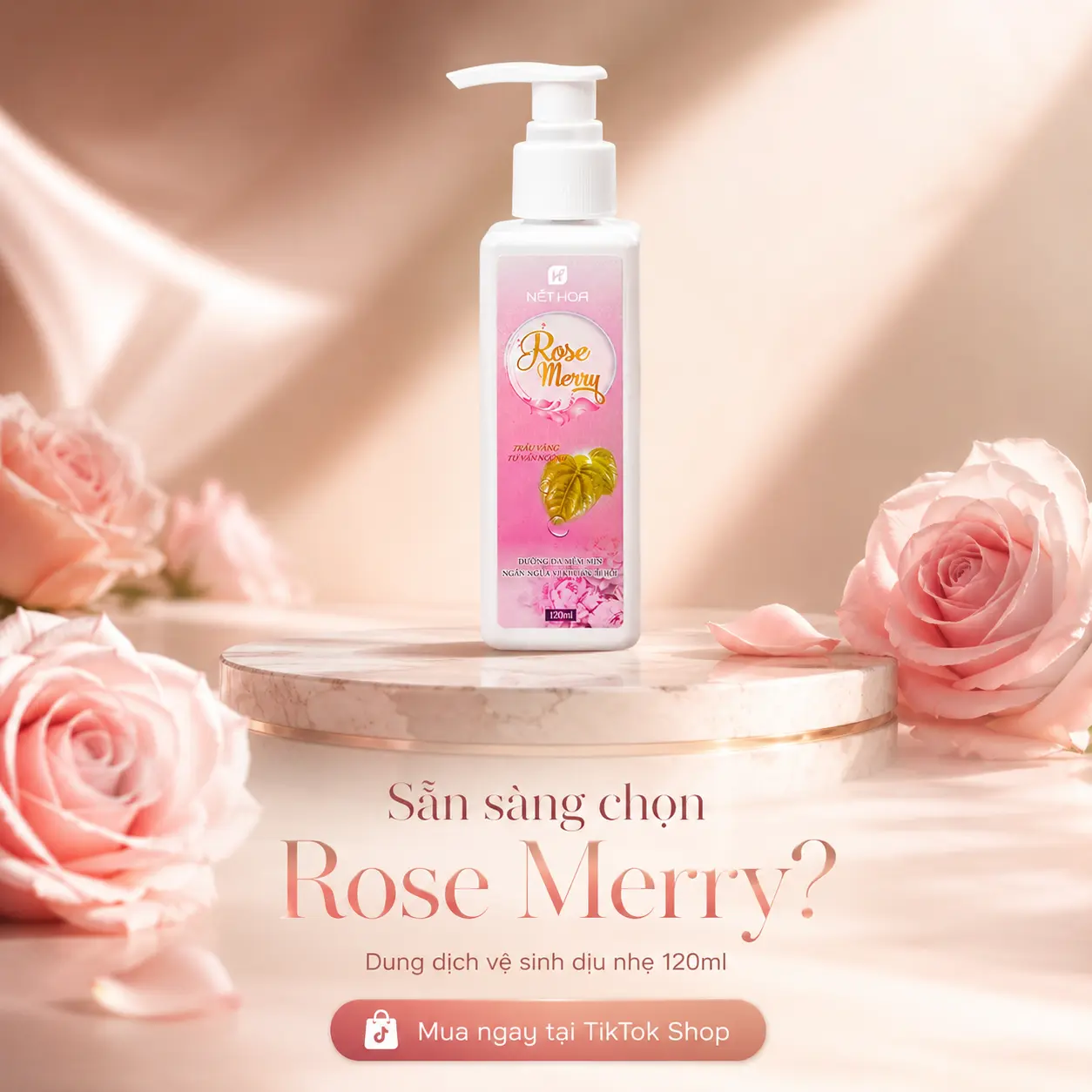 Nét Hoa Dung Dịch Vệ Sinh Lá Trầu Không Rose Merry 120ml Gel Đậm Đặc Thiên Nhiên pH 3.8-4.5 Giúp Vệ Sinh Vùng Kín An Toàn Thơm Mát Không Chứa Xà Phòng Parabens