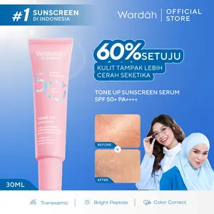 Wardah UV Shield Tinted Tone Up Sunscreen SPF 50 PA 30 ml Sunscreen Wajah Mencerahkan Wajah Samarkan Noda Hitam Tidak Lengket Cepat Meresap Makeup Primer-Skincare