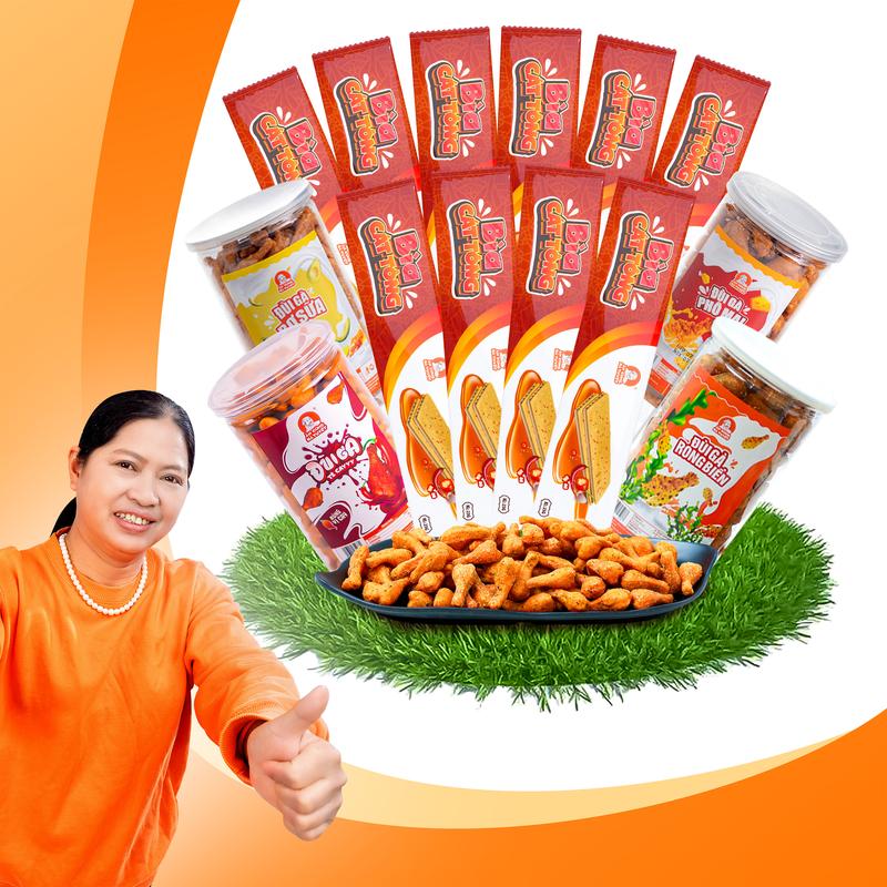 COMBO TỨ ĐẠI ĐÙI GÀ: gồm 1 hũ đùi gà rong biển + 1 hũ phô mai+ 1 hũ bơ sữa +1 hũ tê cay +10 bìa cát tông- ĂN CÙNG BÀ TUYẾT