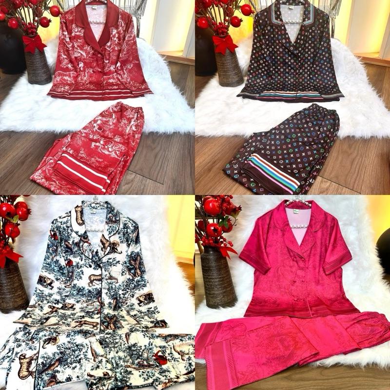 VEST 17-19-20-21 (45kg-85kg)-Piịama Latin lụa mịn thiết kế kiểu vest hoạ tiết sang trọng . Tay dài tay ngắn, Nữ Women Quần Ngủ Áo Ngủ