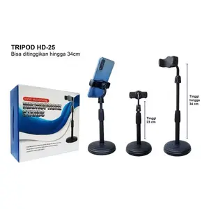 Standing Holder Handphone Microphone Hp Penyangga Live Vlog Selfie Tripod HD-25 Bisa Ditinggikan Hingga 34cm Tongsis Kamera