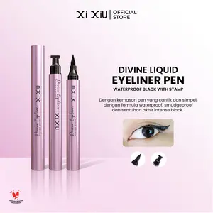 Xi XiU DIVINE LIQUID EYELINER PEN WATERPROOF BLACK WITH STAMP / Kosmetik Mata, Long  Lasting