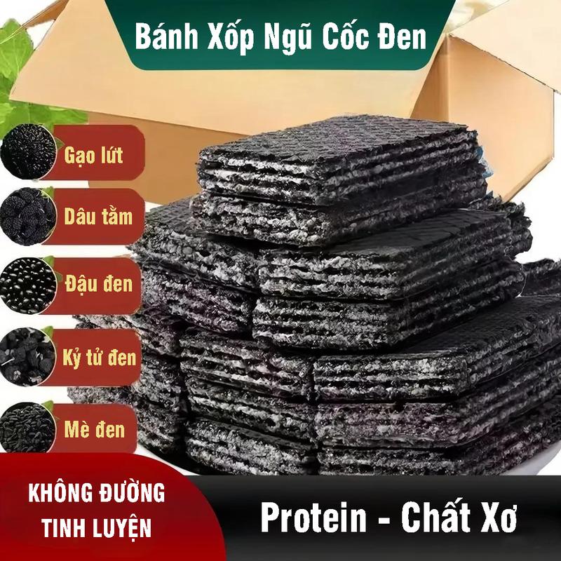  Bánh Xốp Ngũ Cốc Đen Ăn Kiêng Dinh Dưỡng Vạn Thịnh Foods  Không Đường ,Tiện Lợi Thơm Ngon Snack Foods 500gam túi. 