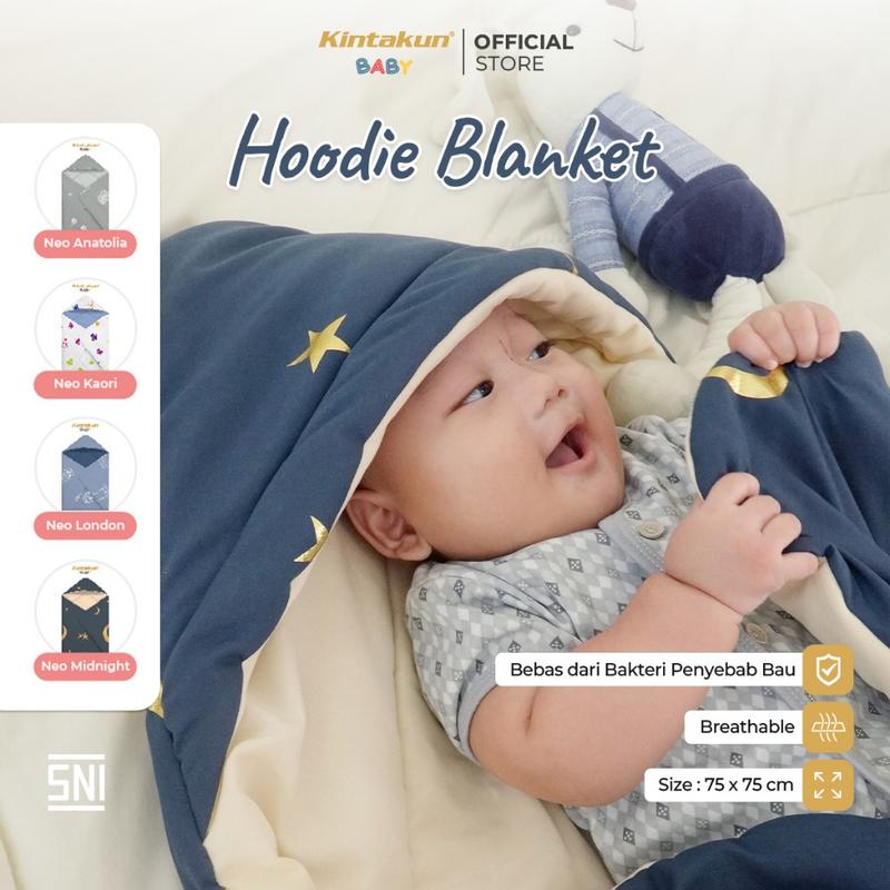 [BEST SELLER] KINTAKUN BABY Selimut Bayi Topi Lembut Tebal Baby Hoodie Blanket 75 x 75 cm 0