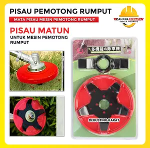 mata pisau matun rumput Pisau Mesin Pemotong Rumput 6 blade mata Pisau 6 Inch Kepala Sikat Pisau alat penyiang Batu Logam Merah Merah