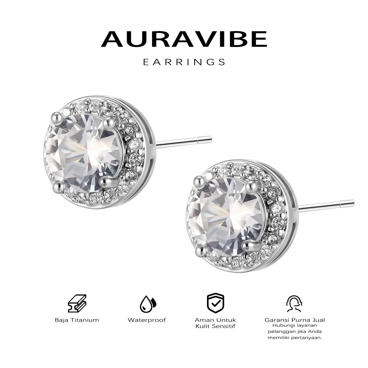 AURAVIBE Anting berlian penuh pria serbaguna kelas atas yang trendi baru, desain ceruk mewah ringan Amerika, anting temperamen unik