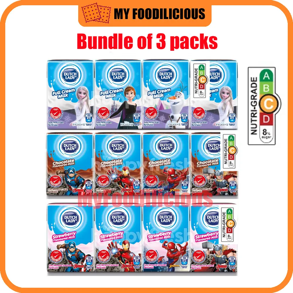 Frozen/ Marvel Dutch Lady Kids Milk Random Design 125ml x 4pcs(Chocolate/Full Cream/Strawberry)