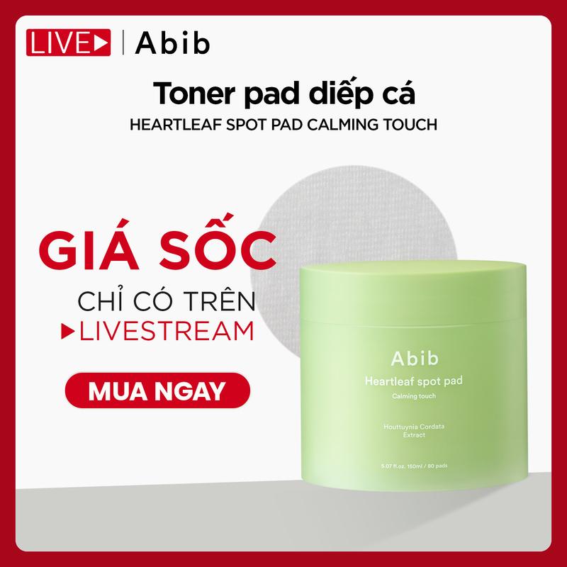 [KOL] Toner pad chiết xuất diếp cá giúp làm dịu da & tẩy tế bào chết Abib Heartleaf Spot Pad Calming Touch (80 miếng)