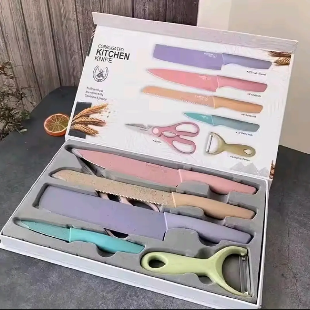 Pisau dapur set isi 6 in 1 bahan stainless steel Premium