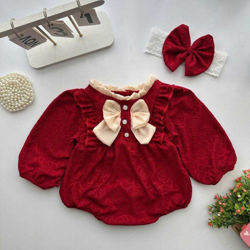 Tặng Kèm Nơ Body Sơ Sinh Nơ Kem Cho Bé Đầy Tháng Đủ Size 3-13kg Chất Nhung Thun Tông Màu Đỏ May Mắn