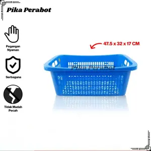 Pika Perabot Keranjang Baju Kotor Yutaka 47.5x32x17 CM Serbaguna Tidak Mudah Pecah Pegangan Nyaman untuk Laundry Fungsional dan Simpel Merah Muda Biru Hijau