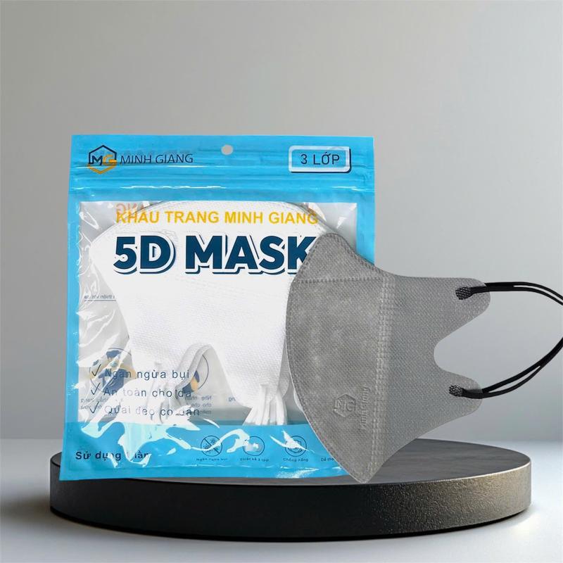 Combo 200 cái - 100 cái Khẩu Trang 5D Minh Giang (Túi 20 cái) 3 Lớp Kháng Khuẩn Chống Bụi Quai Thun Mềm Mại Co Dãn Nhiều Màu Tùy Chọn
