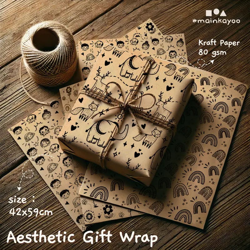 Kertas Kado Aesthetic Kraft Paper - Gift Wrap Aesthetic - Kertas Kado Samson 0