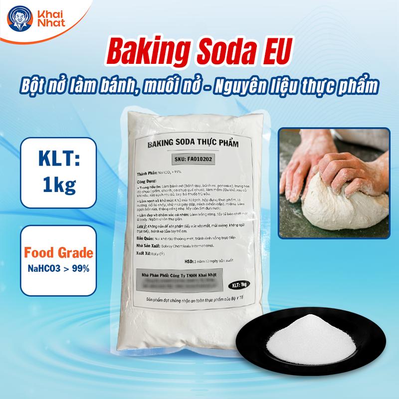 Baking Soda EU - Bột nở làm bánh muối nở,khử mùi,cọ rửa vệ sinh bếp- Nguyên liệu Thực Phẩm 1kg Gói